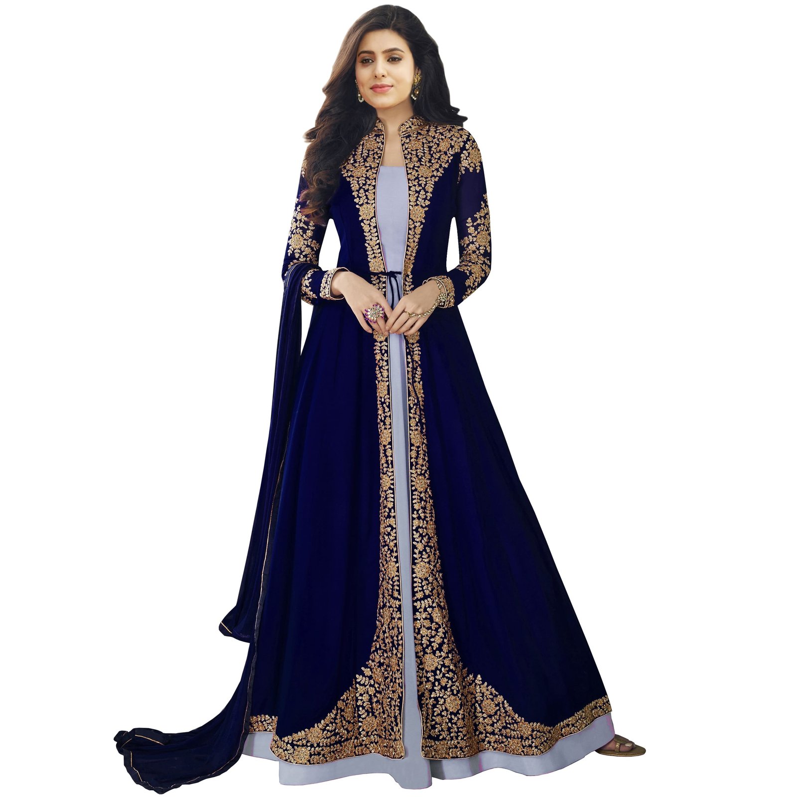 Georgette Embroidered Gown/Anarkali Kurta & Bottom Material
