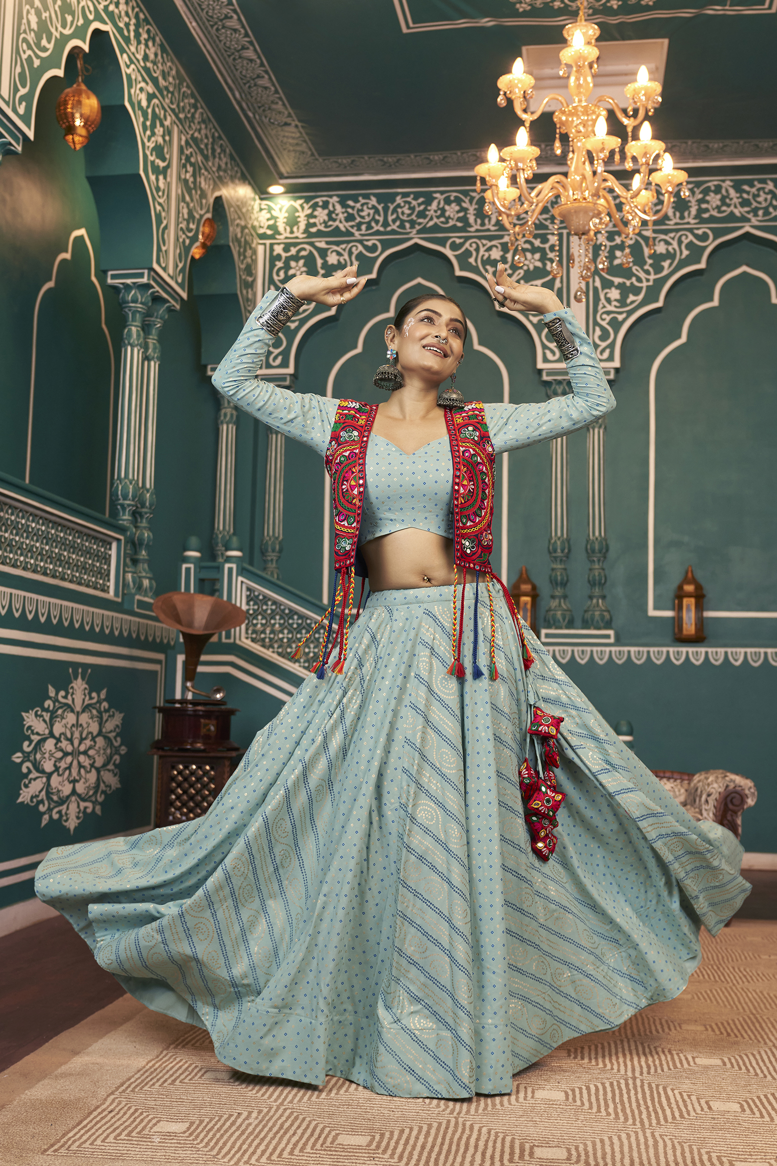 Stunning Multy Colour Lehenga Choli with Dupatta