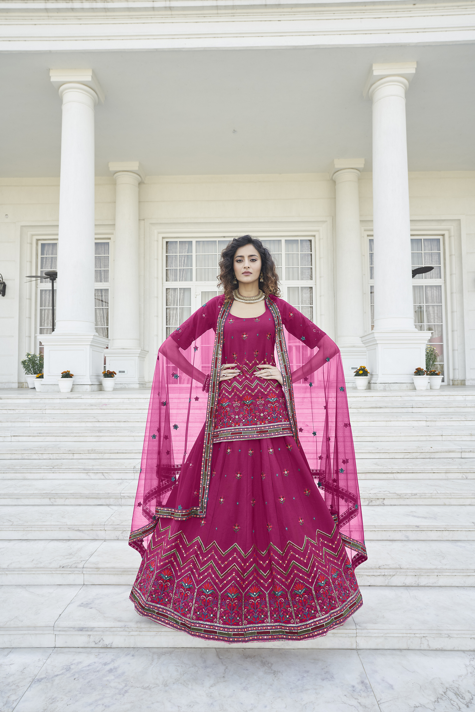 Deep Pink Color Gota Patti Work Designer Lehenga Suit