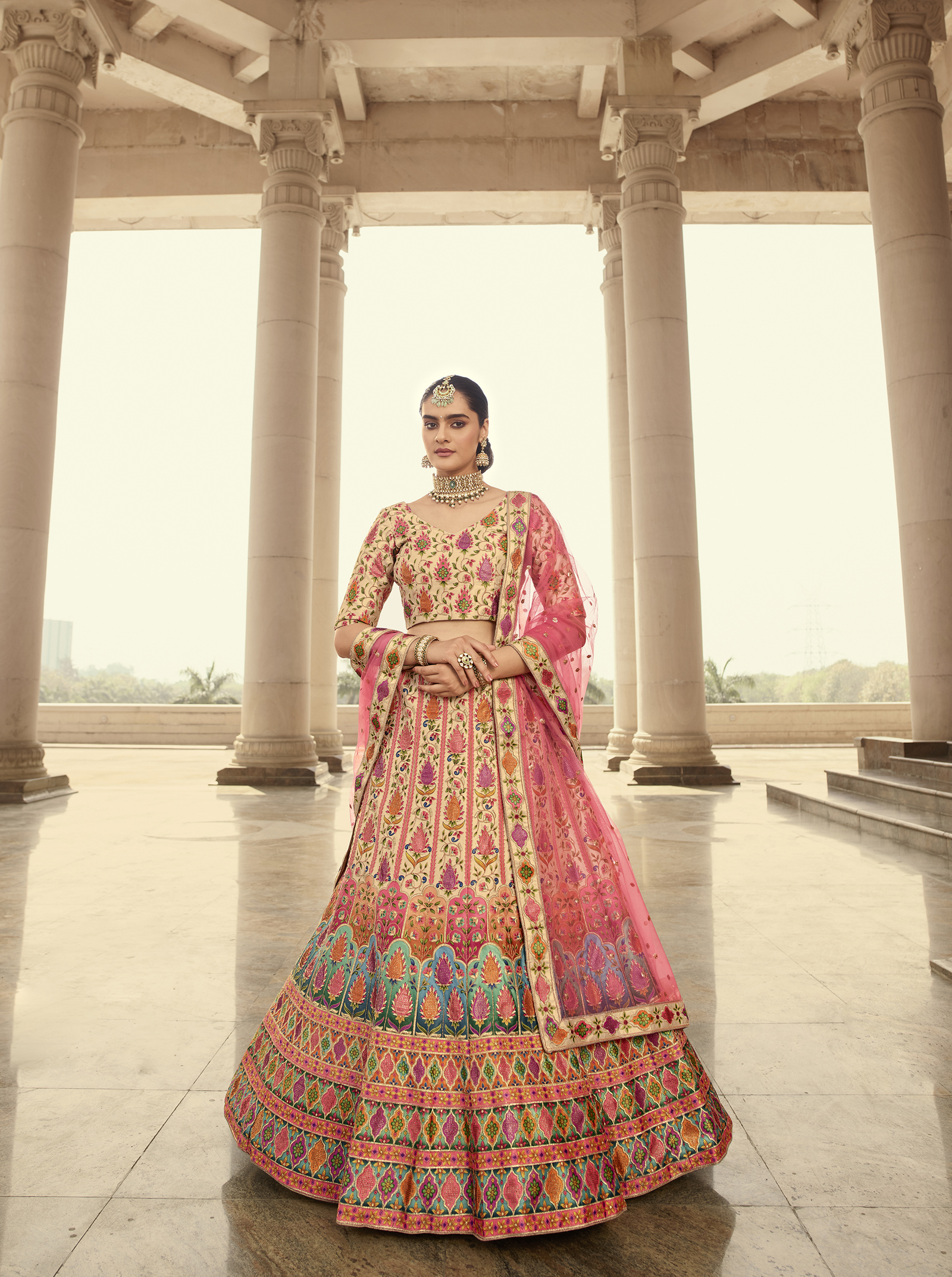 Wedding Wear Art Silk Embroidery Lehenga Cholis Collection