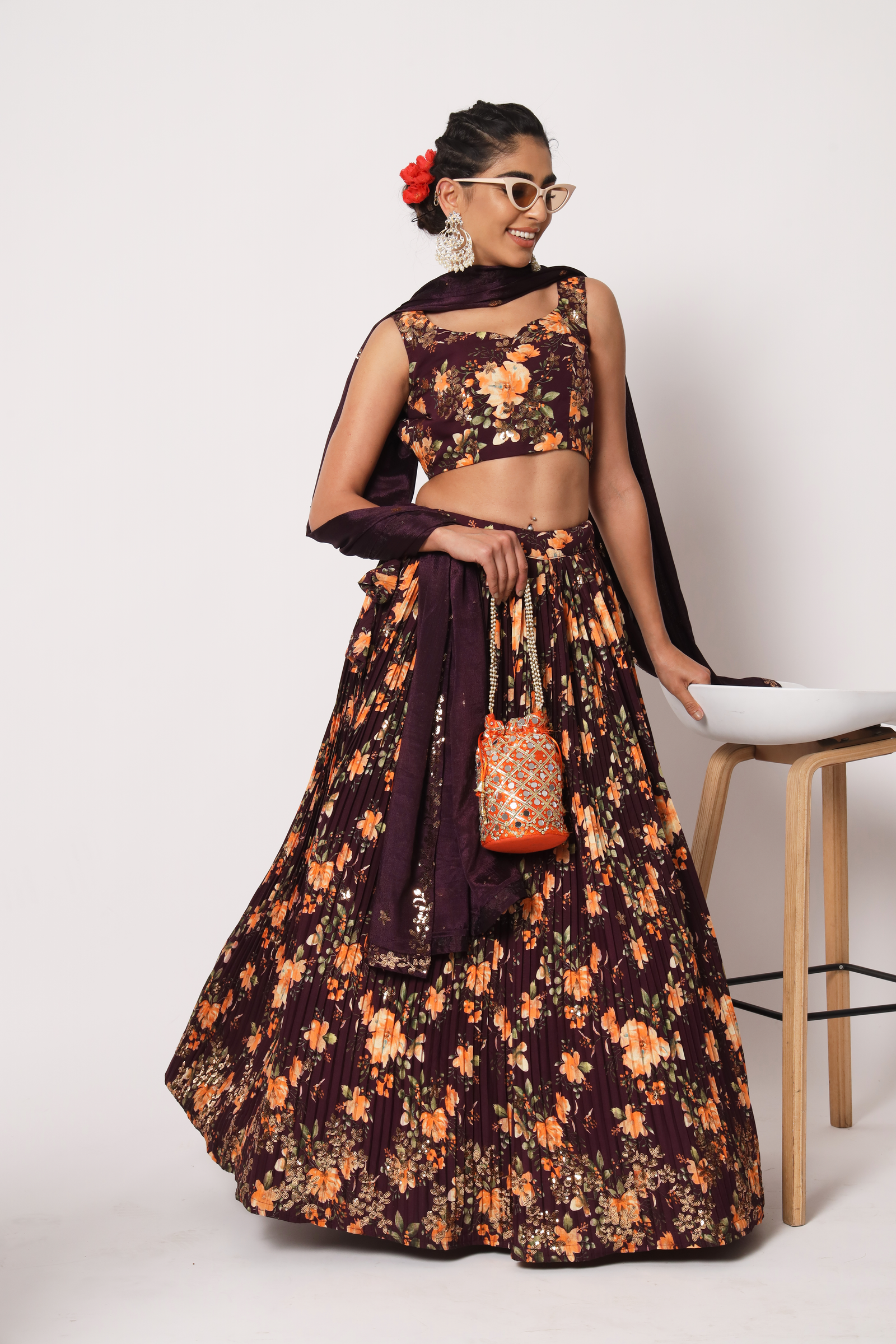 Embroidered Art Silk Lehenga