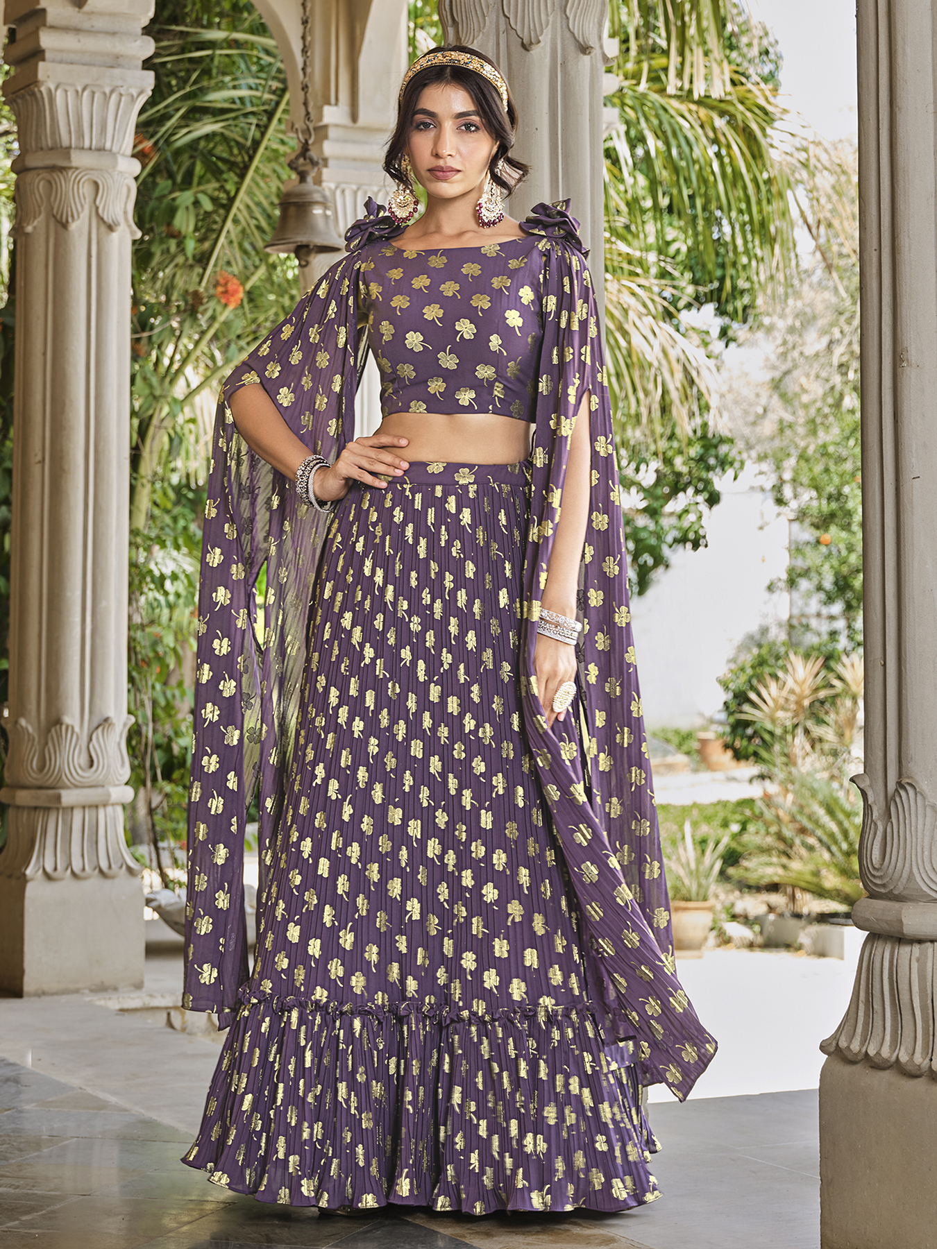 Tan Wine Lehenga Choli