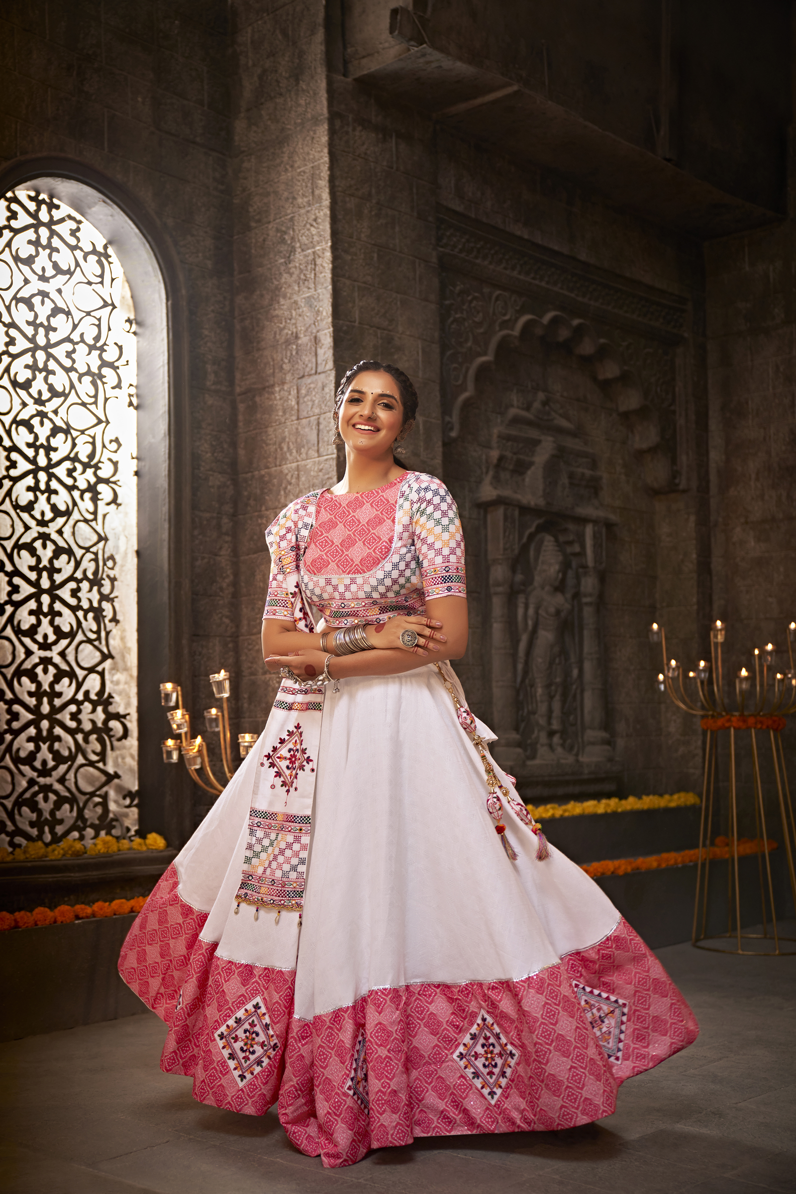 Navratri Mirror Work Lehenga Choli With Blouse And Duppta
