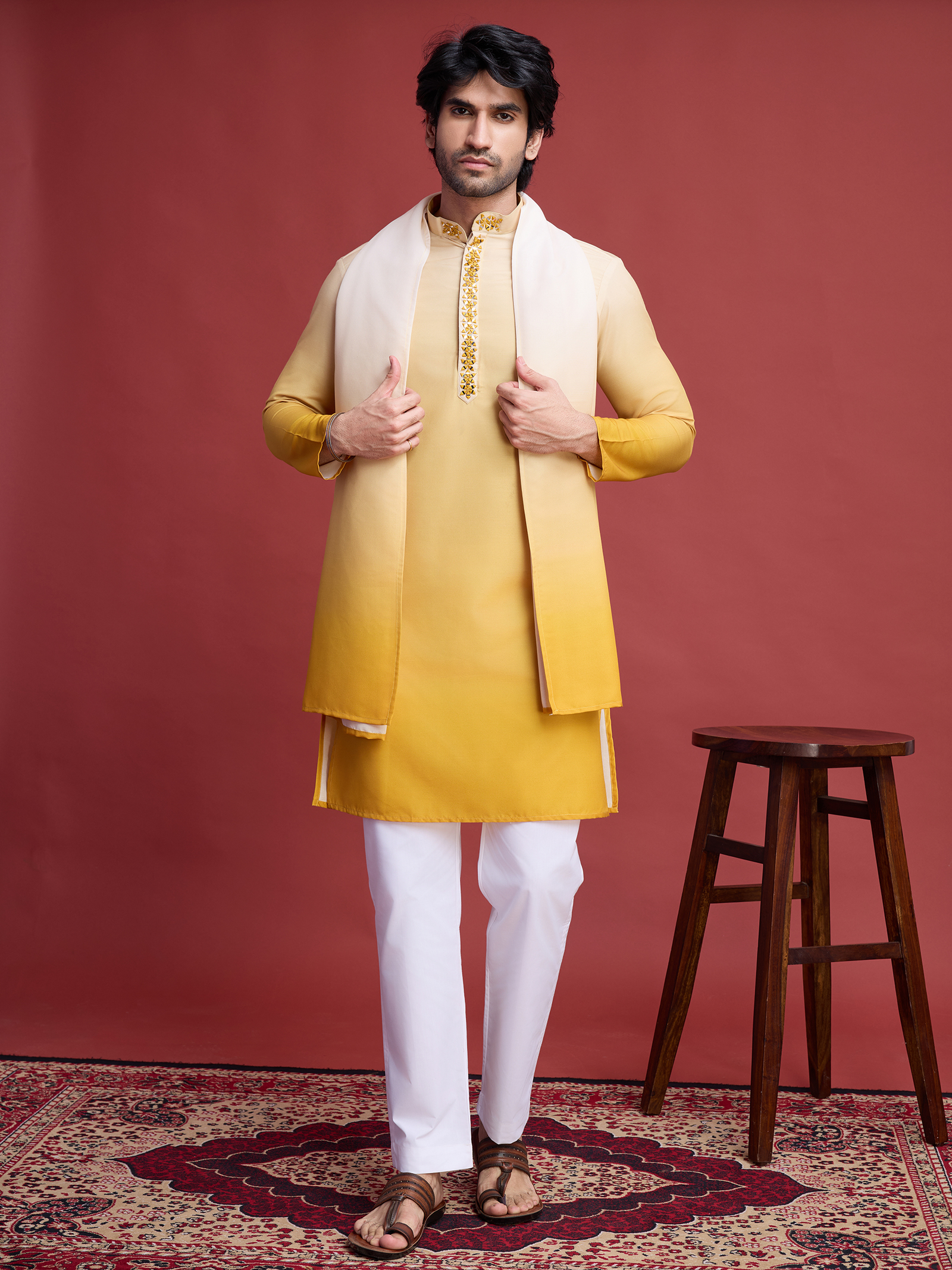 SHUBHVASTRA YELLOW MENS KURTA
